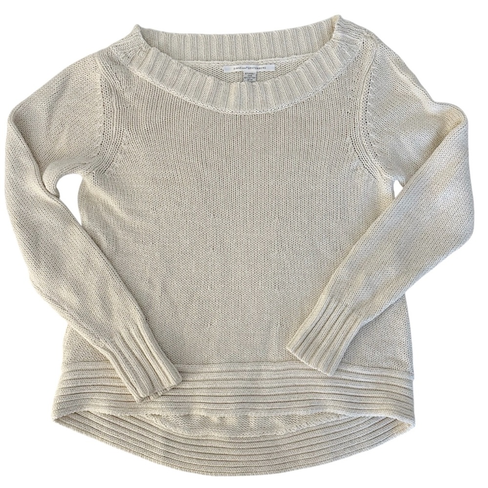 Diane Von Furstenberg Wool Cotton Blend Cream Boatneck Sweater Large